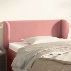 Hovedgærde - Med ører - Rosa velour - Højde justerbar 78/88 cm - 103x23 cm Ros