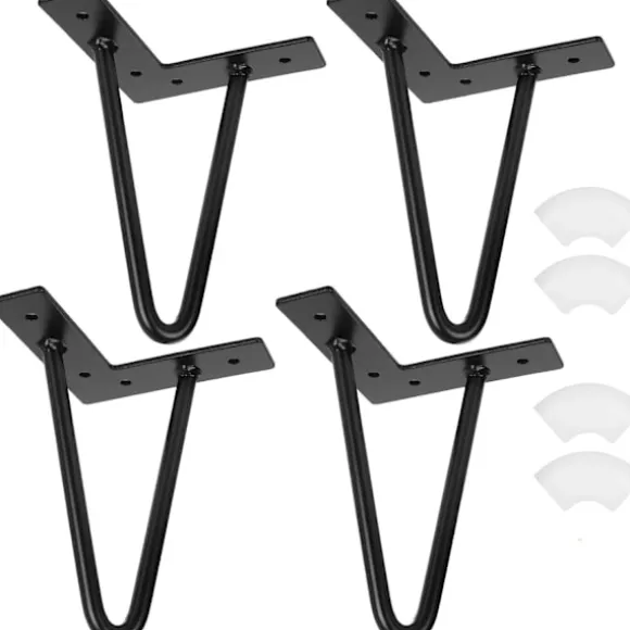 Hårnålebensæt med 4 industrielle sofabordsben, 20 cm/8 tommer, smedejerns bordsstativ, møbelben til sofabord, lavt skab, TV-bord