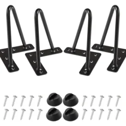 Hårnålsben 15cm Sæt af 4, DIY Metal Bordmøbler Ben Ideel til Spisebord, Skrivebord, Century Modern Style (15cm, Sort)