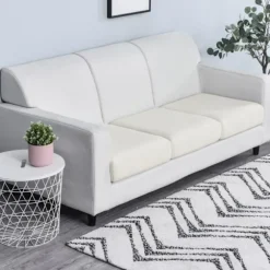 Hvid; Ekstra stort betræk til trepersoners sofa, bredde 65-95 cm, længde 135-165 cm; Nordisk minimalistisk majsfleece-sofabetræk, fuldt dækket elastisk sæde Three-seater | Fyndiq