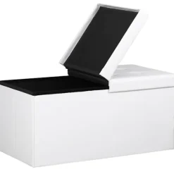Hvid foldbar opbevaringsbænk – 100L, 76x38x38cm, MDF