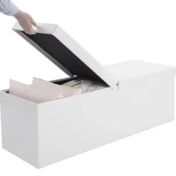 Hvid foldbar opbevaringsbænk – 100L, 76x38x38cm, MDF
