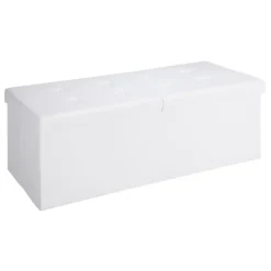 Hvid foldbar opbevaringsbænk – 100L, 76x38x38cm, MDF