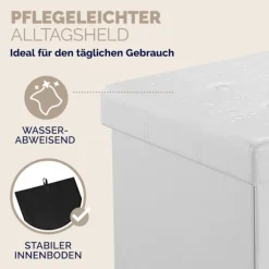 Hvid foldbar opbevaringsbænk – 100L, 76x38x38cm, MDF