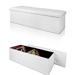 Hvid foldbar opbevaringsbænk, 115x38x38cm, MDF