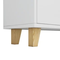 Hvid reol 80x30x173cm med LED-stemningslys & dobbeltdøre – massive træben, flere hylder, inkl. fjernbetjening White