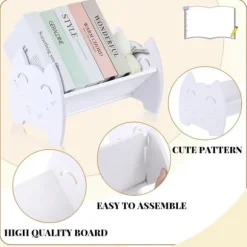 Hvidt forskudt boghyldesæt - Bogorganisator - 2 dele