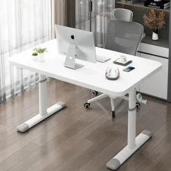 Hvidt højdejusterbart skrivebord 120 cm