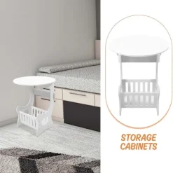 Hvidt Moderne Rundt Side Mini Sengebord Te Bord til Stue eller Soveværelse