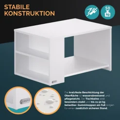 Hvidt sofabord, 90x60x50cm, ridsefast