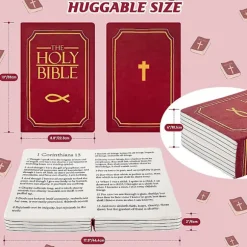 Hyggelig Tro-Bibel Pude Åbningsbar Bog Plys Pude til Hellige Bibel Børn Krammepude Gave, Rød
