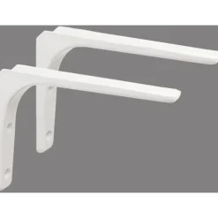 Hyldeknægt Hjørnebøjle Hyldeknægt Væghængt 200mm 150mm, Blank Hvid Metalfinish, 2 stk.