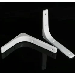 Hyldeknægt Hjørnebøjle Hyldeknægt Væghængt 200mm 150mm, Blank Hvid Metalfinish, 2 stk.