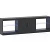 3-i-1 TV-bord med LED-lys til 85" TV, sort