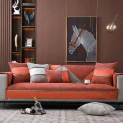 IC Halkfri Sofa Betræk i Farveblokke i Moderne Minimalistisk Stil Rød 70*90cm