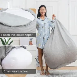Inderfor til sækkestol Stor Let Rengørlig Sofastol coolwhite 100x120cm