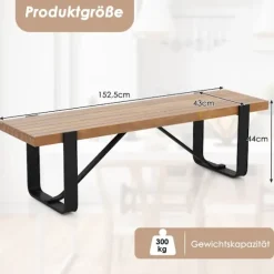 Indgangsbænk med metalramme Gangbænk Rustik bondehus skostativ i træ 152,5 x 43 x 44 cm