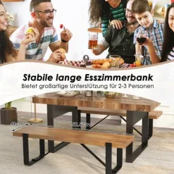 Indgangsbænk med metalramme Gangbænk Rustik bondehus skostativ i træ 152,5 x 43 x 44 cm