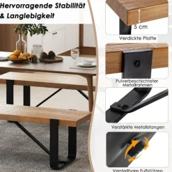 Indgangsbænk med metalramme Gangbænk Rustik bondehus skostativ i træ 152,5 x 43 x 44 cm