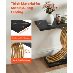 Indgangskonsol 100 cm-Duoku-Rektangulært Sidebord i Træ med Metalben-Smal og Lang