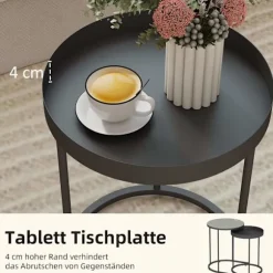 Indskudsbordssæt, metalbakkedesign, grå