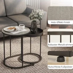 Indskudsbordssæt, metalbakkedesign, grå