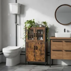 Industrielt glasskab – justerbare hylder, sikkert design