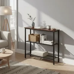 Industrielt konsolbord, 3-lags træhylder