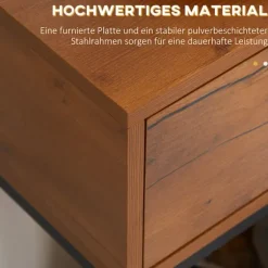 Industrielt konsolbord med skuffe i stål og træ