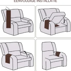 ING Skridsikkert møbelbetræk (38 cm x 57 cm) - Ternet kaffefarve