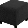 Jacquard Stretch Firkantet Skammelbetræk Sofaskammelbetræk Bløde Firkantede Fodskammelbetræk Vaskbart Aftageligt (Sort, 27-32 tommer/68-81 cm)