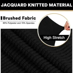 Jacquard Stretch Firkantet Skammelbetræk Sofaskammelbetræk Bløde Firkantede Fodskammelbetræk Vaskbart Aftageligt (Sort, 27-32 tommer/68-81 cm) (FMY) | Fyndiq