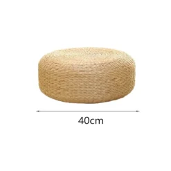 Japansk stil sædehynde, håndlavet meditationshynde, rustik tatami kontorhynde, 40 cm diameter