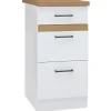 JUNONA 40 cm køkkenunderdel - 3 skuffer + bordplade - Blank hvid