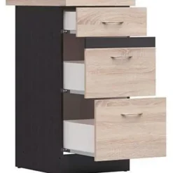 JUNONA Laviskabinet 40 cm - 3 skuffer - Arbejdsplade - Sonoma eg Sonoma ek, wenge