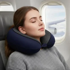 Justerbar Cervikal Støtte Pude Memory Foam Kerne Til Søvn På Fly Dark gray
