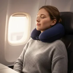 Justerbar Cervikal Støtte Pude Memory Foam Kerne Til Søvn På Fly Dark gray