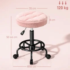 Justerbar rullestol, Pink, 360° drejelig, 50-66 cm Højde