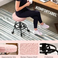 Justerbar rullestol, Pink, 360° drejelig, 50-66 cm Højde