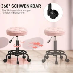 Justerbar rullestol, Pink, 360° drejelig, 50-66 cm Højde