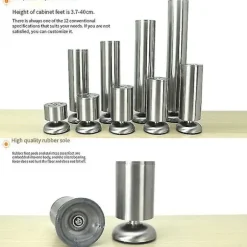 Justerbare møbelben i rustfrit stål, sofaben, skabsben, bordben, kraftig udskiftningsbar bordpladeholder [DB] 30cm