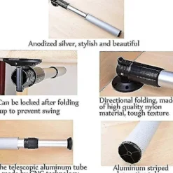 Justerbare støtteben i aluminiumslegering, foldbart spisebord, bordben, løfteben, justerbare støttefødder, teleskopisk foldning multifunktionel i