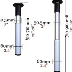 Justerbare støtteben i aluminiumslegering, foldbare bordben, løft 51-71 cm