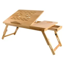 Justerbart laptopbord i bambus 17 tommer med ventilation og skuffe