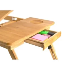 Justerbart laptopbord i bambus 17 tommer med ventilation og skuffe