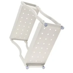 Kaffebar Opbevaringsstativ Dobbeltlags Skabshylde Rustfrit Stål Bordplade Organizer med Håndtag Hvid 30cm / 11.8in