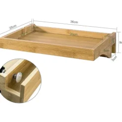 [KK] Sengehylde Clip-on Hængende Hylde Bordbakke med 2 Kabelåbninger, NKD01-N 30x25x9cm Nature