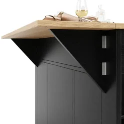 Køkkenø med aftagelige skillevægge og hærdet glas, køkkenskab med bordplade, sort Black
