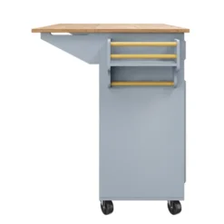 Køkkenø 110x45-75x92cm blå - Moderne multifunktionelt skab med vintage mønster, kan bruges som spisebord/serveringsvogn, opbevaringsplads Baby Blue