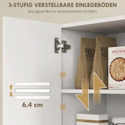Køkkenskab med åbne hylder, vinreol, hvid MDF